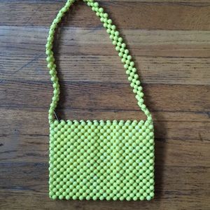 Vintage Lady Ellen Small Yellow Plastic Bead Bag